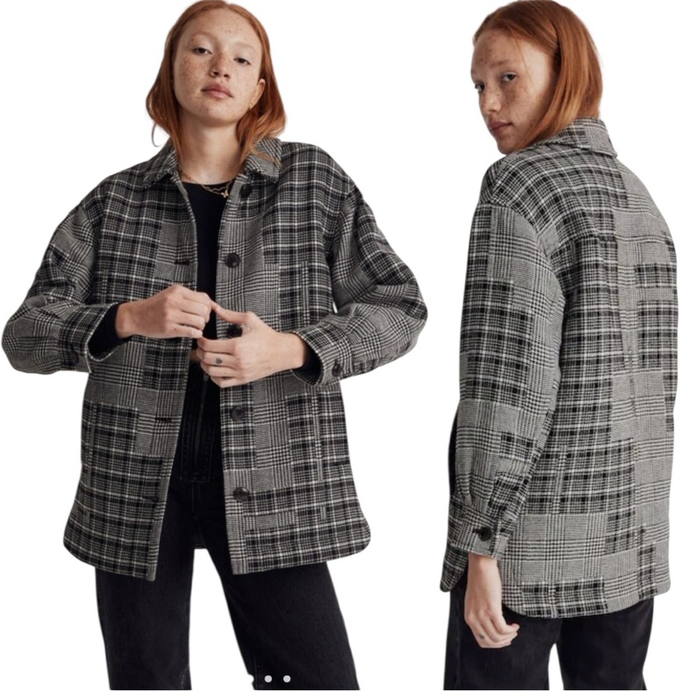 Madewell Wool Blend Patchwork Plaid Shirt-Jacket Sz M EUC